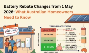 Solar battery rebate structure Australia 2026 with tiered incentives by battery size