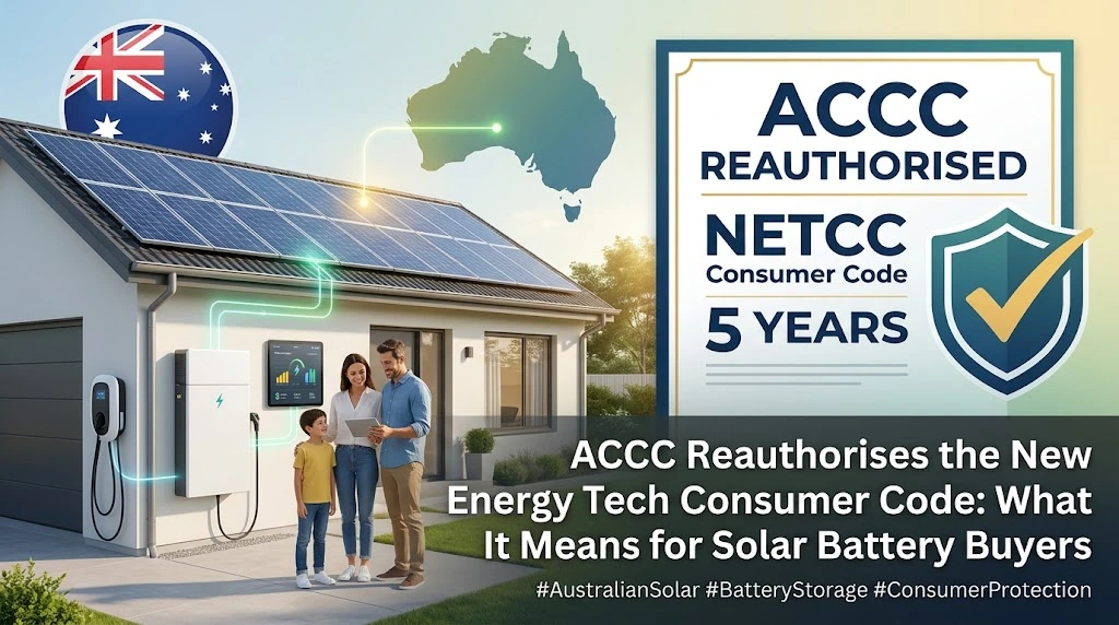 ACCC reauthorises NETCC consumer protection code for Australian solar battery buyers